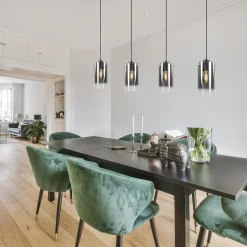 4-Lichts eettafelhanglamp smoke glas met verloop><noscript><img width=