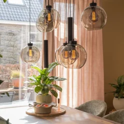 8-Lichts eettafelhanglamp smoke glas + GU10 spots></noscript>Straluma New