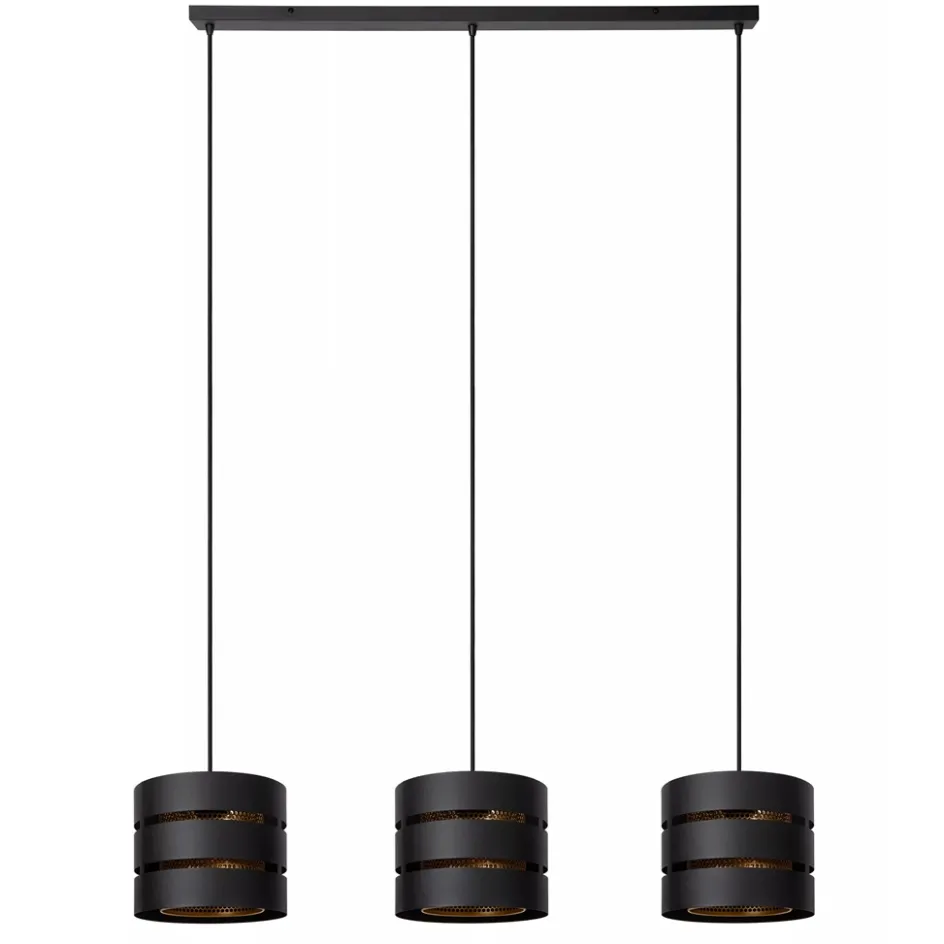 3-Lichts eettafelhanglamp zwart met goud>Straluma Sale