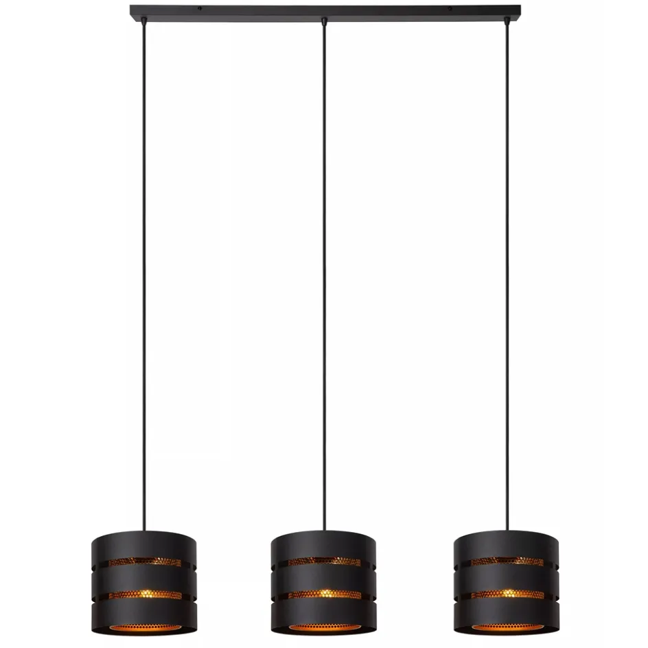 3-Lichts eettafelhanglamp zwart met goud>Straluma Sale