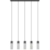 5-Lichts hanglamp cilinder helder glas met zwart>Straluma