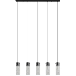 5-Lichts hanglamp cilinder helder glas met zwart>Straluma