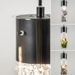 5-Lichts hanglamp cilinder helder glas met zwart><noscript><img width=