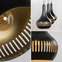 3-Lichts hanglamp kegels mat zwart met goud></noscript>Straluma Discount