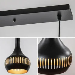 3-Lichts hanglamp kegels mat zwart met goud></noscript>Straluma Discount