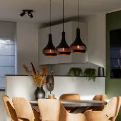 3-Lichts hanglamp kegels mat zwart met goud></noscript>Straluma Discount