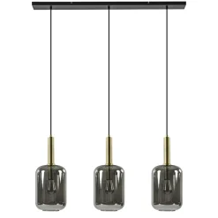 3-Lichts hanglamp Lekar antiek brons met smoke glas>Straluma