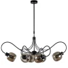 6-Lichts hanglamp mat zwart met smoke glazen kappen>Straluma New