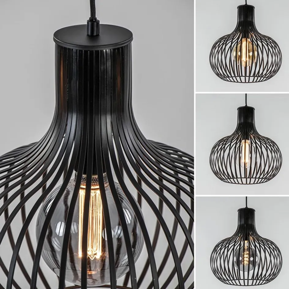 2-Lichts hanglamp met mat zwarte draad kappen>Straluma Hot