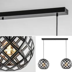 2-Lichts hanglamp Scandinavisch/landelijk mat zwart><noscript><img width=