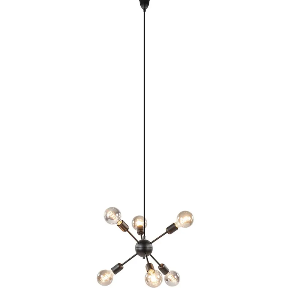 6-Lichts hanglamp zwart exclusief lichtbron>Straluma New