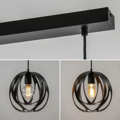 3-Lichts hanglamp zwart met ronde kappen><noscript><img width=