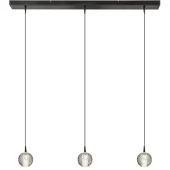 3-Lichts hanglamp zwart met helder glazen bollen>Straluma Discount