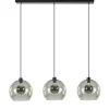 3-Lichts hanglamp zwart met smoke glas>Straluma Discount