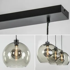 3-Lichts hanglamp zwart met smoke glas><noscript><img width=