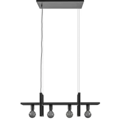 4-Lichts hanglamp zwart met zwarte houten planken>Straluma Best