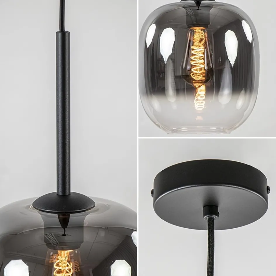 1-Lichts hanglamp zwart met smoke/helder glas>Straluma Best
