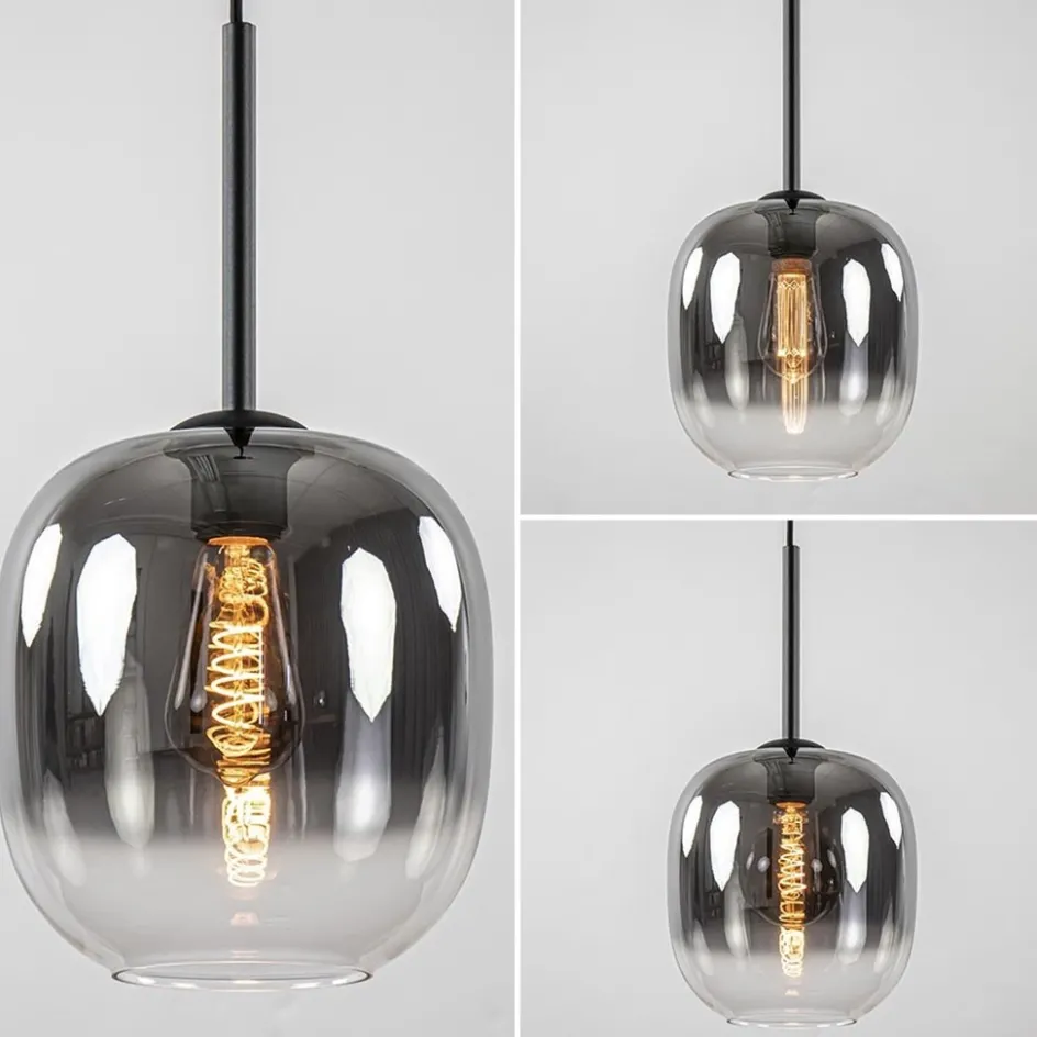 1-Lichts hanglamp zwart met smoke/helder glas>Straluma Best