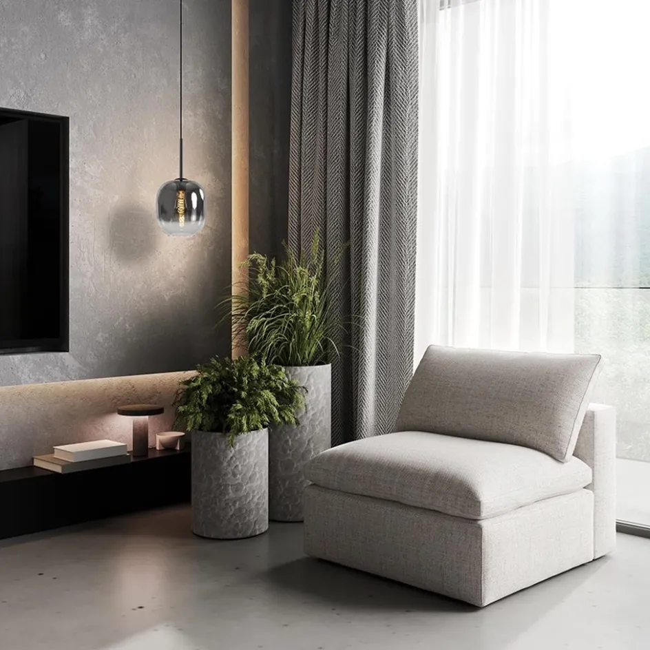 1-Lichts hanglamp zwart met smoke/helder glas>Straluma Best