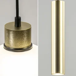 5-Lichts hanglamp zwart-goud met opaal glas></noscript>Straluma Outlet