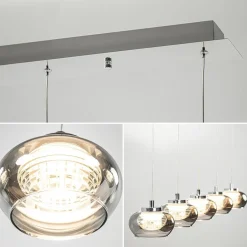 5-Lichts LED eettafelhanglamp smoke glas dimbaar><noscript><img width=