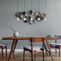 5-Lichts LED eettafelhanglamp helder glazen bollen><noscript><img width=