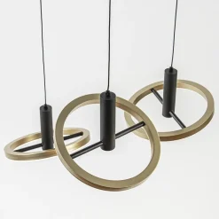 3-Lichts LED hanglamp ringen rond zwart/goud dimbaar><noscript><img width=