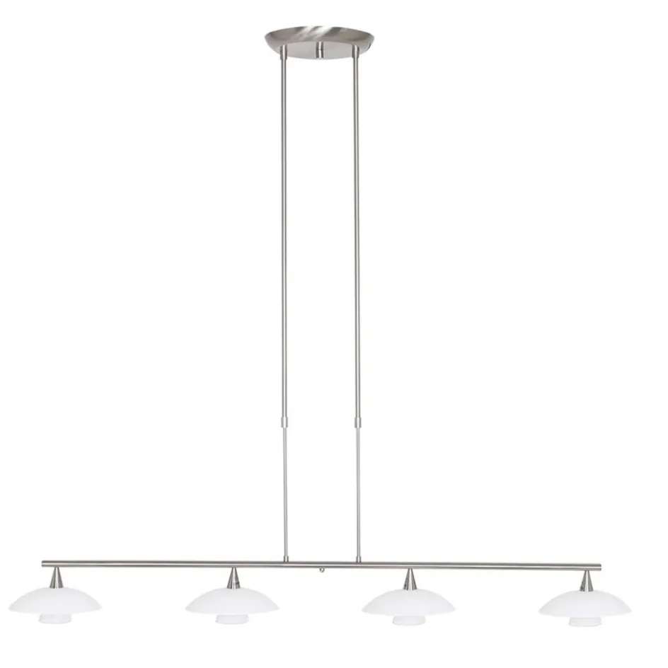 4-Lichts LED hanglamp staal met witte schotels dimbaar>Straluma New