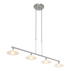 4-Lichts LED hanglamp staal met witte schotels dimbaar>Straluma New