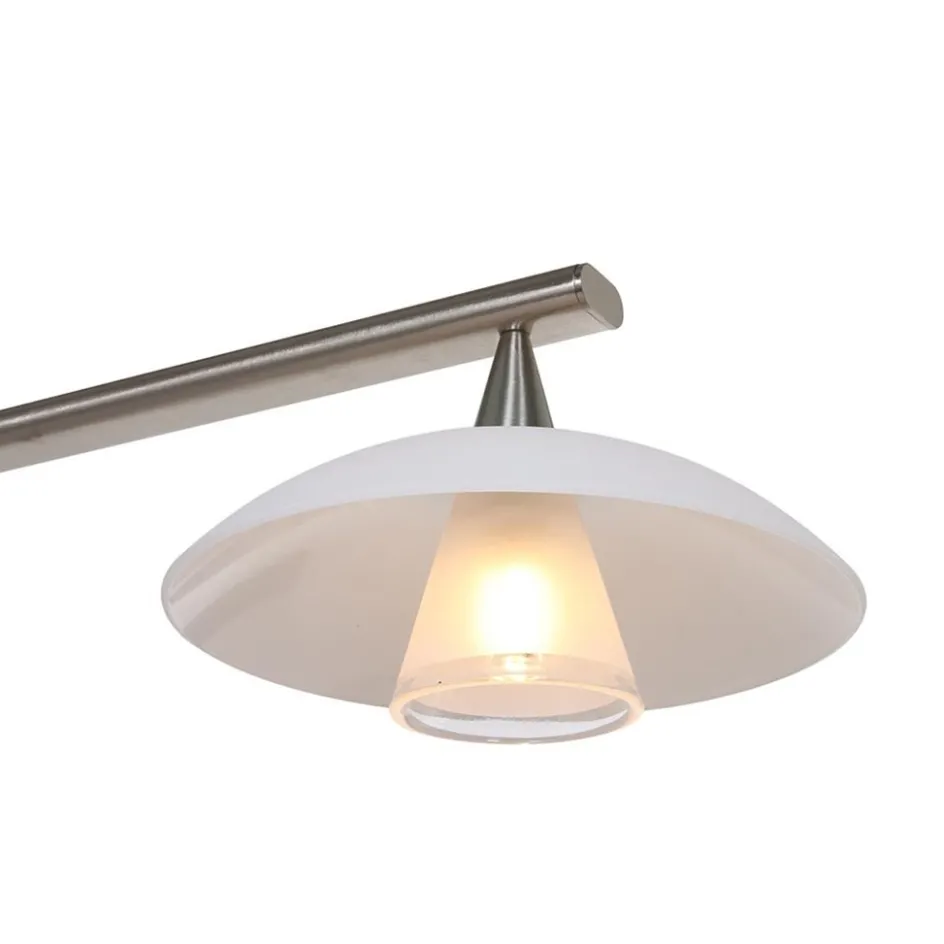 4-Lichts LED hanglamp staal met witte schotels dimbaar>Straluma New