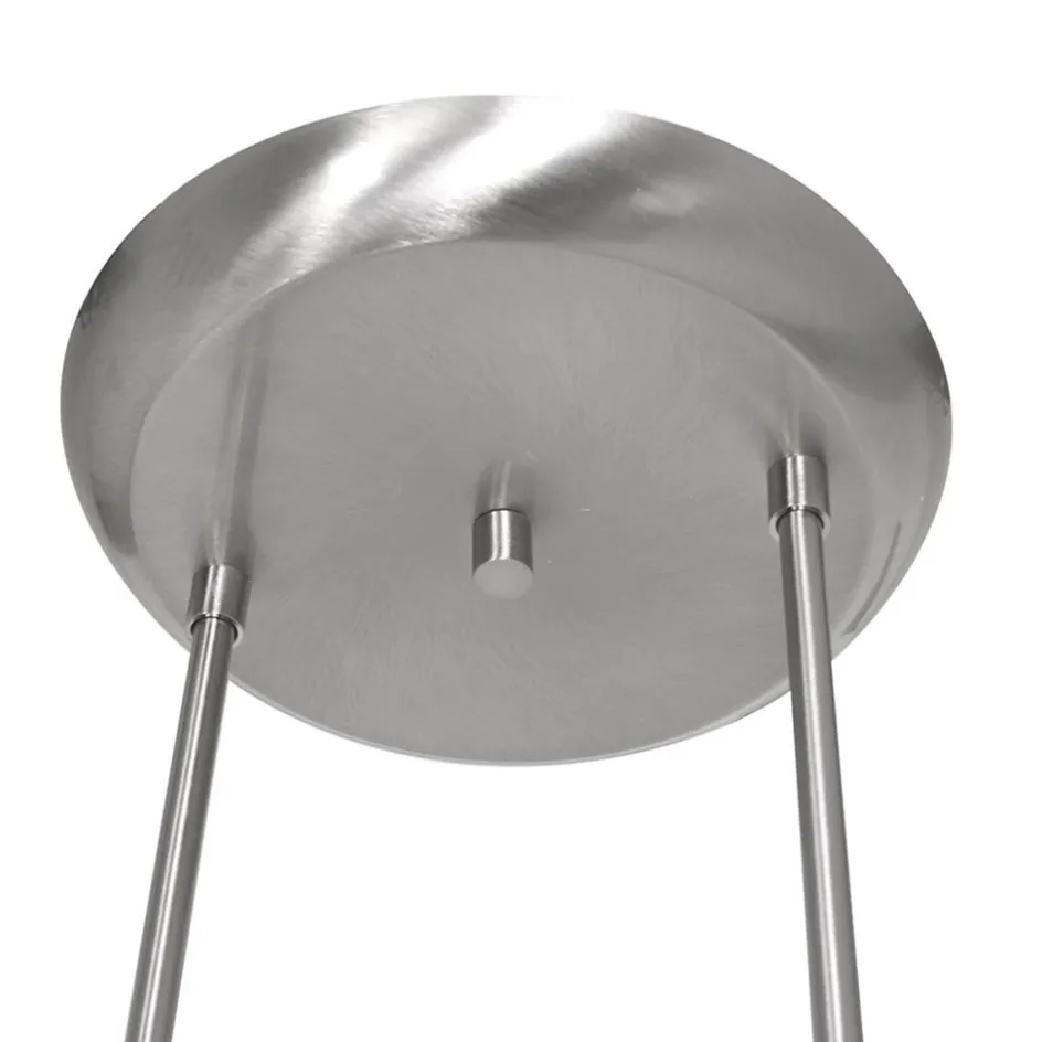 4-Lichts LED hanglamp staal met witte schotels dimbaar>Straluma New