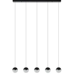 5-Lichts LED hanglamp zwart met diamant zand 3-standen dimbaar>Straluma Sale