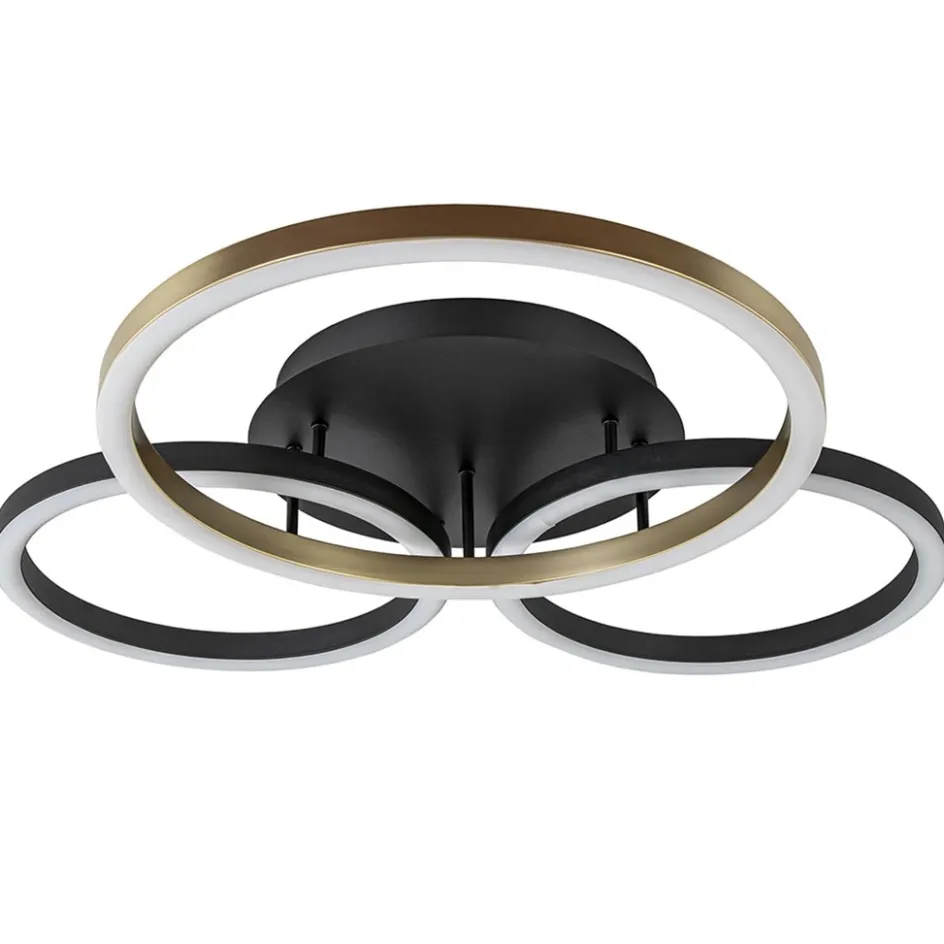 3-Lichts LED plafondlamp zwart/goud 3-standen dimbaar>Straluma Sale
