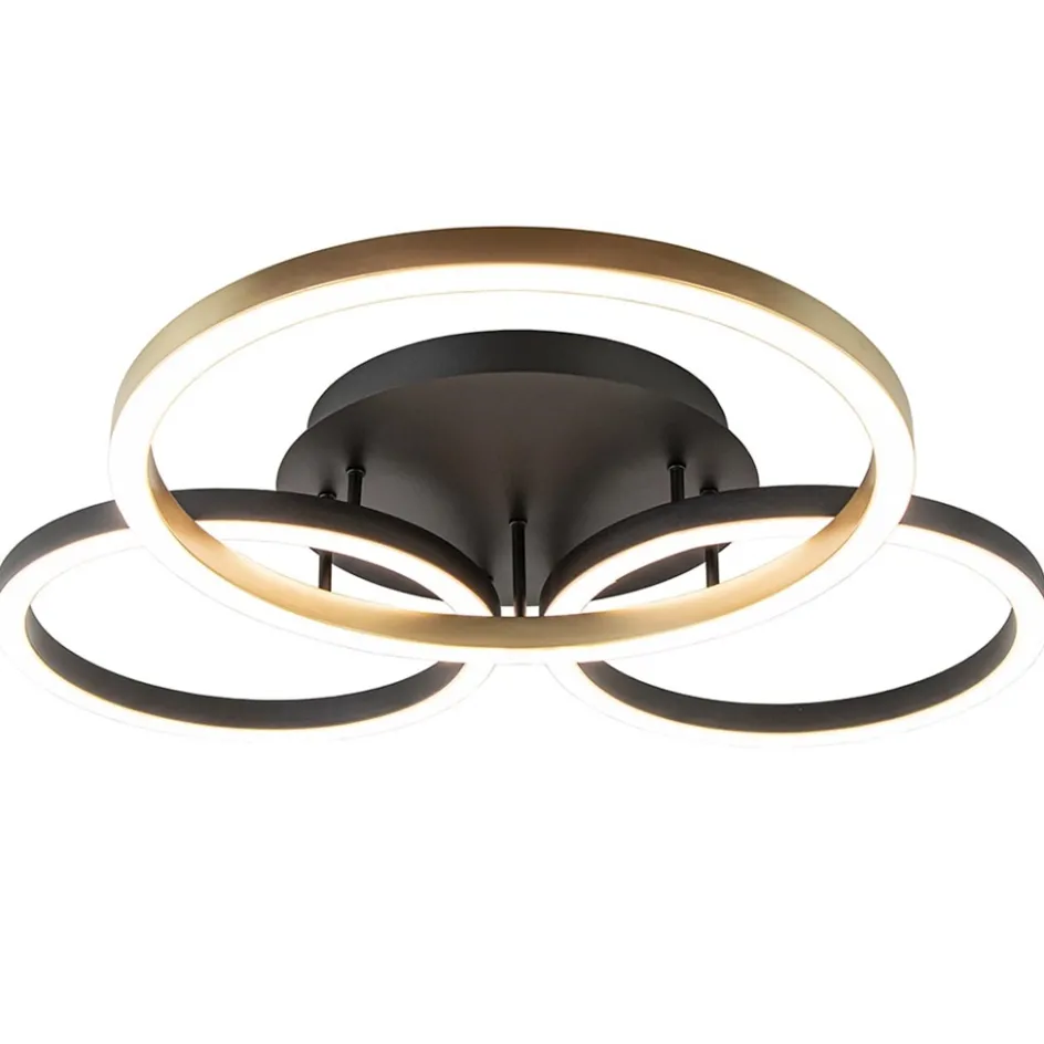 3-Lichts LED plafondlamp zwart/goud 3-standen dimbaar>Straluma Sale