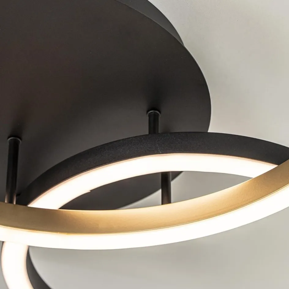 3-Lichts LED plafondlamp zwart/goud 3-standen dimbaar>Straluma Sale