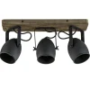 3-Lichts opbouwspot mat zwart met hout>Straluma Best