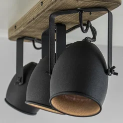 3-Lichts opbouwspot mat zwart met hout>Straluma Best