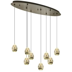 8-Lichts ovale hanglamp eggs zwart/goud>Straluma Online