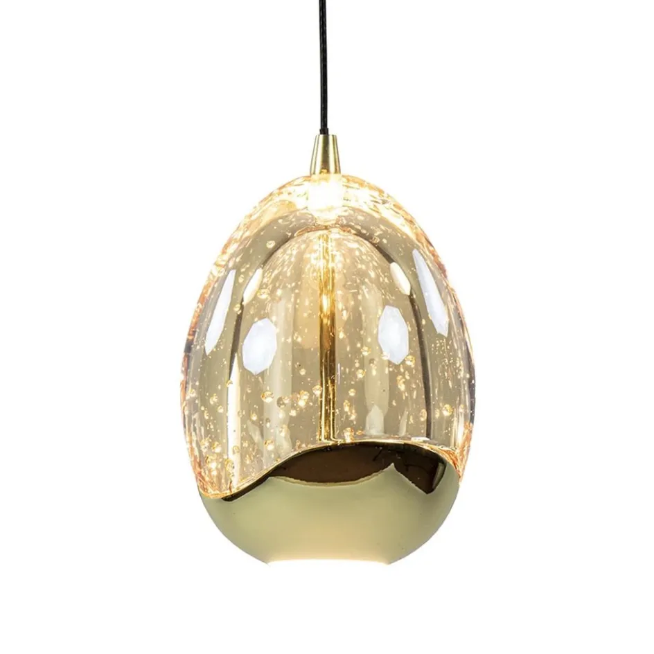 8-Lichts ovale hanglamp eggs zwart/goud>Straluma Online
