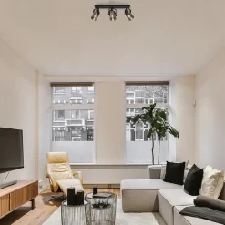 3-Lichts plafondlamp mat zwart met smoke glazen kappen><noscript><img width=