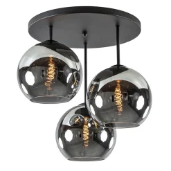 3-Lichts plafondlamp mat zwart met titanium glas>Straluma Online
