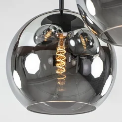 3-Lichts plafondlamp mat zwart met titanium glas><noscript><img width=