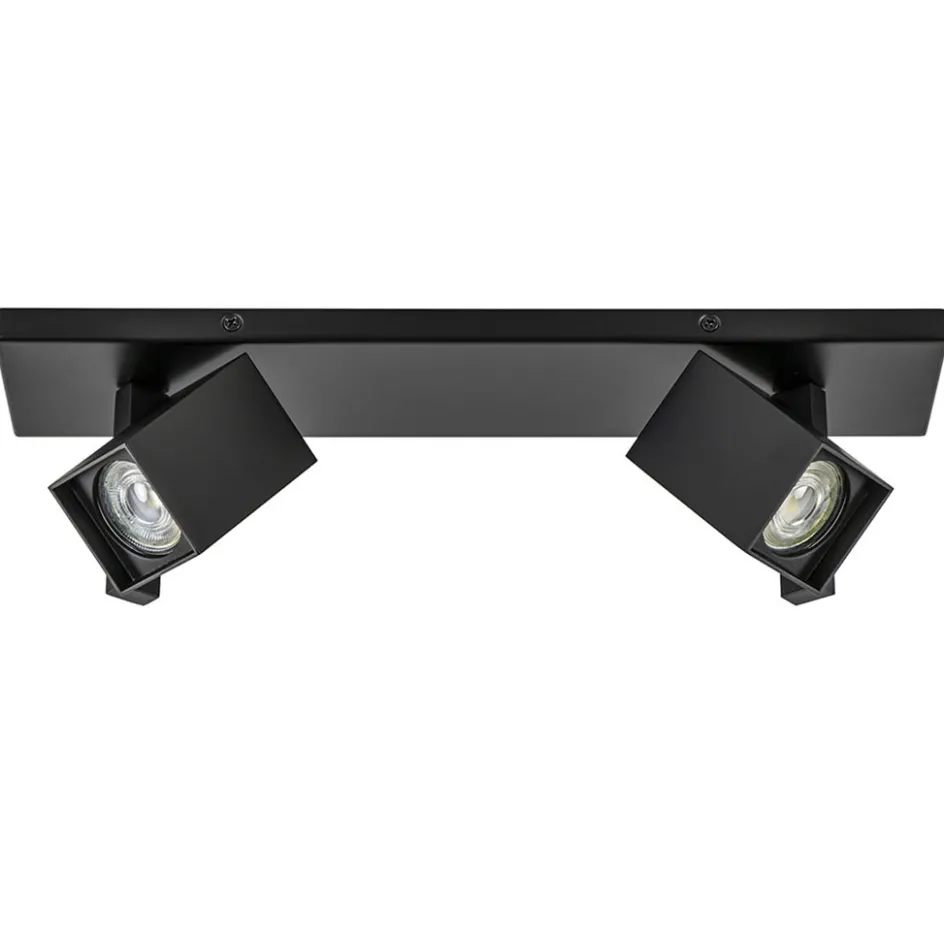 2-Lichts plafondlamp met vierkante spots mat zwart>Straluma Best