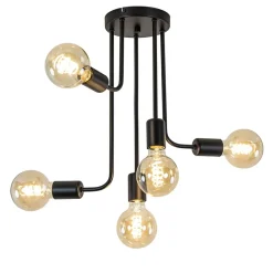 5-Lichts plafondlamp pendel mat zwart excl lichtbronnen>Straluma Hot