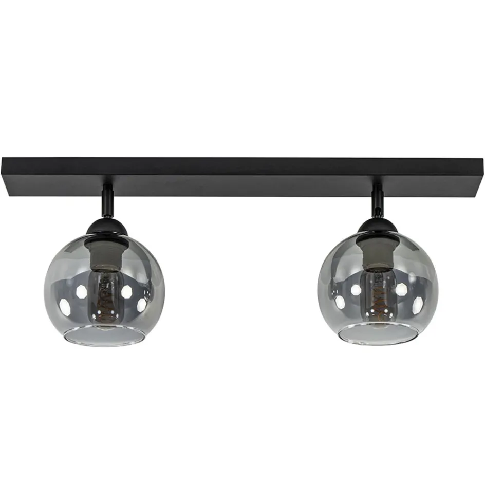 2-Lichts plafondlamp smoke glas met zwart>Straluma Sale
