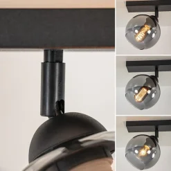 2-Lichts plafondlamp smoke glas met zwart><noscript><img width=
