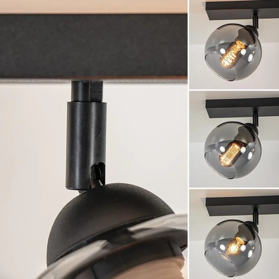 2-Lichts plafondlamp smoke glas met zwart>Straluma Sale