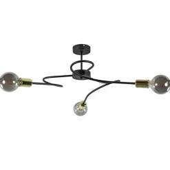 3-Lichts plafondlamp zwart met gouden pendels>Straluma Best