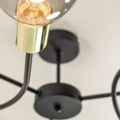 3-Lichts plafondlamp zwart met gouden pendels><noscript><img width=