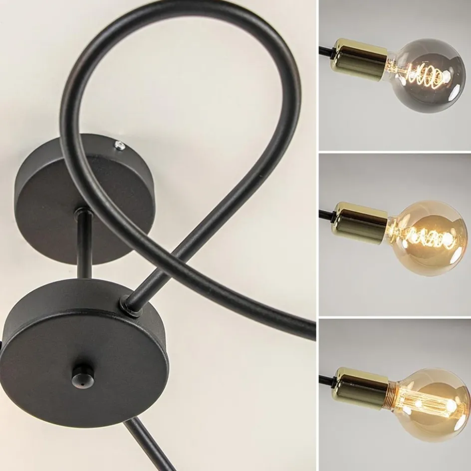 3-Lichts plafondlamp zwart met gouden pendels>Straluma Best